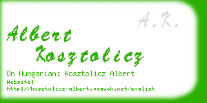 albert kosztolicz business card
